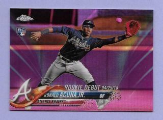 2018 Topps Chrome Update Pink Refractor Ronald Acuna Braves Rc Rookie Debut