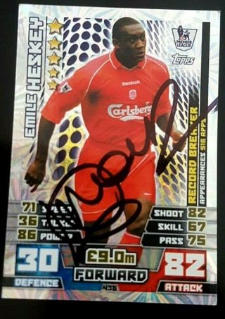 Emile Heskey Signed Liverpool Match Attax 2014 Card