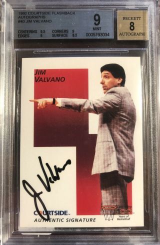 Jim Valvano 1992 Courtside Flashback Autographs 40 Bgs 9.  0 Pop 18