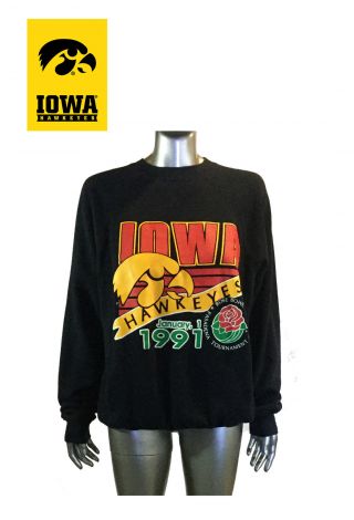 Vintage Iowa Hawkeyes Sweatshirt,  Xl,  1991,  Black