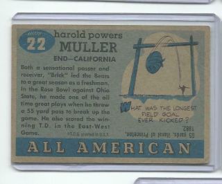 1955 Topps All American 22 BRICK MULLER VG U of Cal Bears Vintage Football Card 2