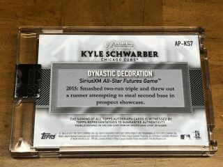 2017 TOPPS DYNASTY BASEBALL - PATCH AUTO 3/5 - CHICAGO CUBS - KYLE SCHWARBER 2