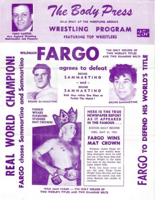 Boston Wrestling Program: Jackie Fargo,  Bruno Sammartino,  Bull Curry