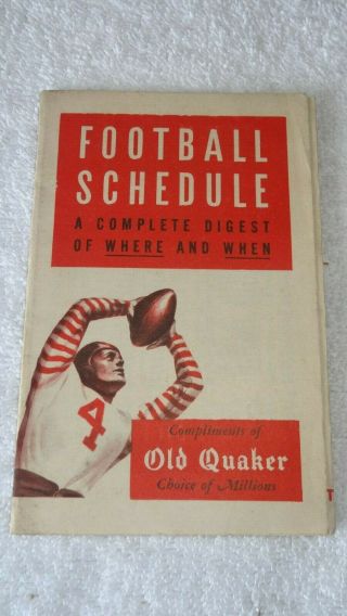 1940 Nfl & Ncaa Football Pocket Schedule
