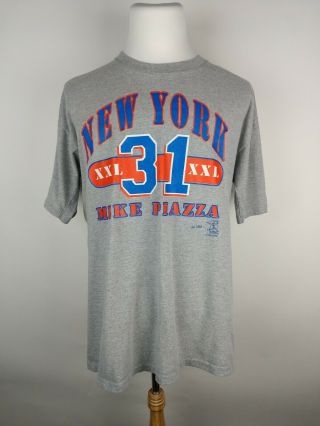 2000 T - Shirt York Mets Size Xl Gray Mike Piazza 31