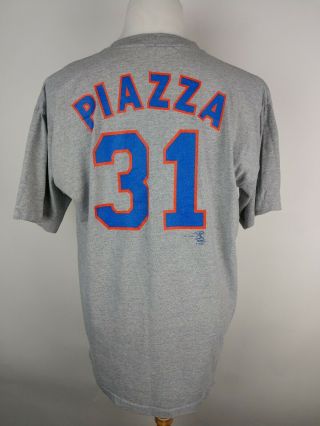 2000 T - shirt YORK METS Size XL Gray MIKE PIAZZA 31 2