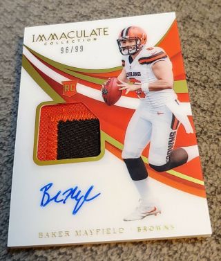 Baker Mayfield 2018 Panini Immaculate Rpa Rookie Patch Auto 96/99 Browns