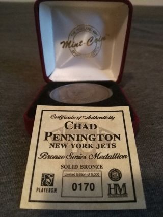 Chad Pennington York Jets Highland Solid Bronze Series Medallion Coin