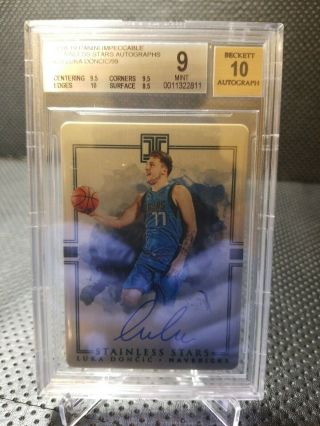 2018 - 19 Panini Impeccable Stainless Autograph Luka Doncic Rc Auto /99 Bgs 9 10