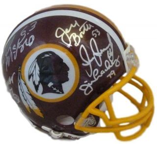 Washington Redskins Hogs Autographed Red Mini Helmet Warren,  9 Jsa 12819