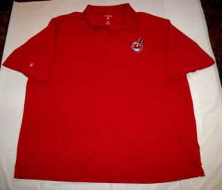 Cleveland Indians Red Chief Wahoo Antigua Polo Shirt Men 