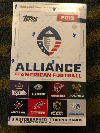 2019 Topps Aaf Alliance Of American Football Hobby Box - 3 Autos Per Box K