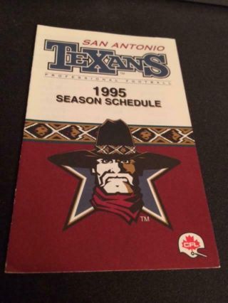 1995 San Antonio Texans Cfl Canadian Football Pocket Schedule Multi Sponsors