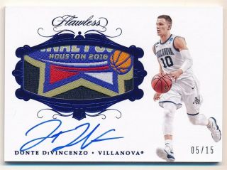 Donte Divincenzo 2018/19 Panini Flawless Rc Autograph Logo Patch Auto Sp 05/15