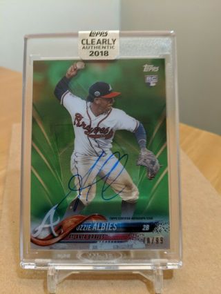 2018 Topps Clearly Authentic Ozzie Albies Green&base Auto Rookie Rc Caa - Oa
