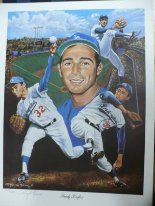 Sandy Koufax Los Angeles Dodgers 18x24 Lithograph Le1450 Signed By Angelo Marino