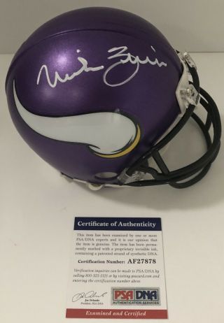 Mike Zimmer Signed Auto Minnesota Vikings Mini Helmet Bowl Psa/dna