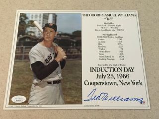 Ted Williams Signed Hof Induction Day 8x10 Jsa Loa Full Letter