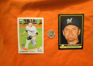 2013 Topps Update Christian Yelich Rc Us290,  Trevor Hoffman Card,  1/10 Ag Round