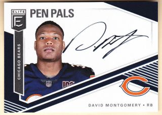 2019 Elite David Montgomery Pen Pals Autograph Chicago Bears Rookie On Card Auto
