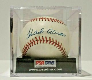 Hank Aaron Autographed Baseball Psa/dna Certificate Braves Mlb Hof 755 Home Runs