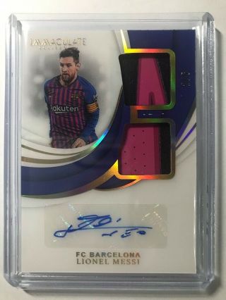 2018 - 19 Panini Immaculate Gold Dual Patch Autograph Auto : Lionel Messi 2/5