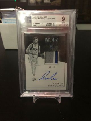 2018 - 19 Luka Doncic True Rpa /99 Noir Auto 3 Color Patch Nastiness Bgs 9