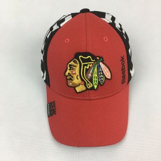 Chicago Blackhawks Reebok Nhl Flexfit Draft Structured Logo Head Hat Cap S/m