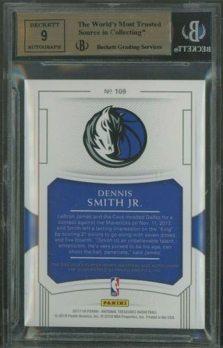 2017 - 18 National Treasures Dennis Smith Jr.  RPA RC Patch AUTO /99 BGS 9.  5 2