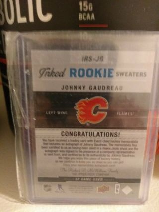 2014 - 15 UD SP Game Inked Rookie Sweaters Johnny Gaudreau Rookie Auto 83/149 2