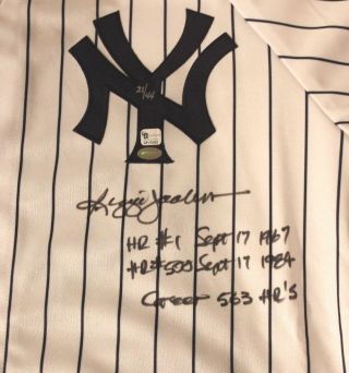 Reggie Jackson 1st Homer And 500th Homer Signed Majestic Jersey Yankees W/coa