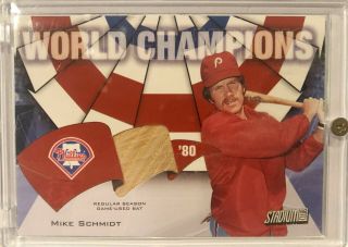 Mike Schmidt 2002 Topps Stadium Club World Champion Game Bat Card Phillies