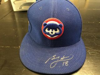Chicago Cubs Ben Zobrist Autographed Game (preseason) Hat
