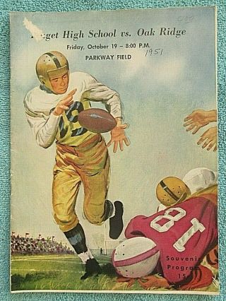 Green Bay Packers Paul Hornung 1951 Flaget Vs Oak Ridge H.  S.  Football Program