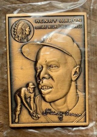 1954 Topps Hank Aaron Milwaukee Braves 128 Rookie Copper/ Brass Mini Card