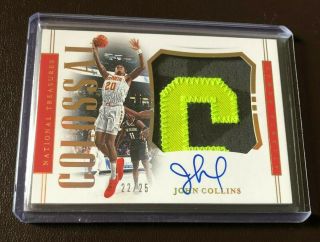 2018 - 19 National Treasures John Collins Colossal Patch Auto Hawks 