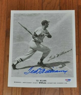 Ted Williams Signed Auto 8x10 B&w Photo Picture Psa/dna Full Loa