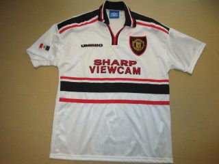 Vintage 1997 - 1999 97/99 Manchester United Away Umbro Soccer Jersey Shirt Large
