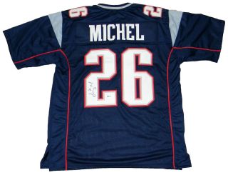 Sony Michel Signed Autographed England Patriots 26 Navy Jersey Beckett