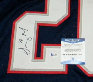 SONY MICHEL SIGNED AUTOGRAPHED ENGLAND PATRIOTS 26 NAVY JERSEY BECKETT 2