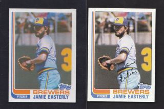 1982 Topps Pure True Blackless 122 Jamie Easterly Brewers Ultra Scarce C Sheet