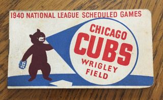 1940 Chicago Cubs Wrigley Field National League Scheduled Games Schedule
