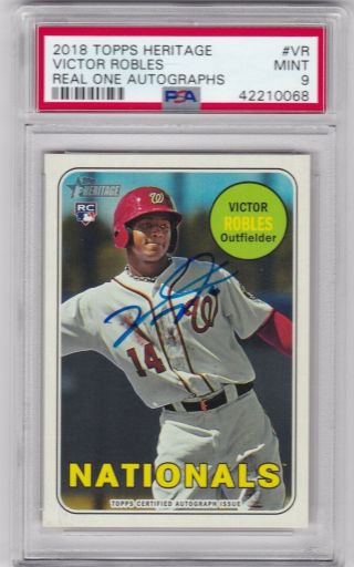 Victor Robles Washington Nationals 2018 Topps Heritage Real One Auto Rc - Psa 9