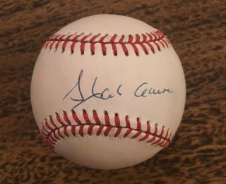 Hank Aaron Autographed Signed Official Major League Baseball Jsa