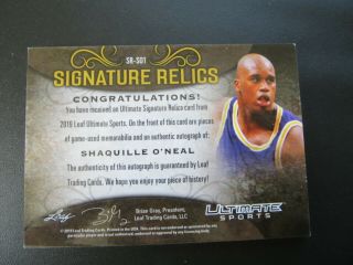 2019 Leaf Ultimate Sports Shaquille O ' Neal Quad game patch auto ' d 2/15 2