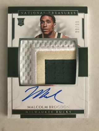 2016 - 17 National Treasures Malcolm Brogdon 38/99 Rookie Patch Auto Rpa Pacers