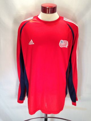 E65 Vtg England Revolution Adidas Jersey Size Xl Red Mls Long Sleeve