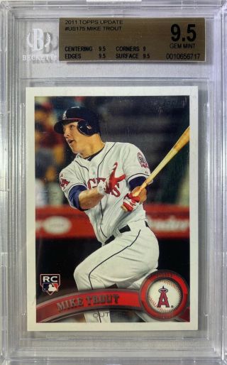 Mike Trout 2011 Topps Update Rc Rookie Sp Us175 Bgs 9.  5 9.  5 Centering