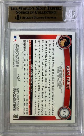 Mike Trout 2011 Topps Update RC Rookie SP US175 BGS 9.  5 9.  5 Centering 2