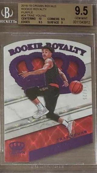 2018 - 19 Crown Royale Rookie Royalty Purple Trae Young Rc 16/25 Bgs 9.  5